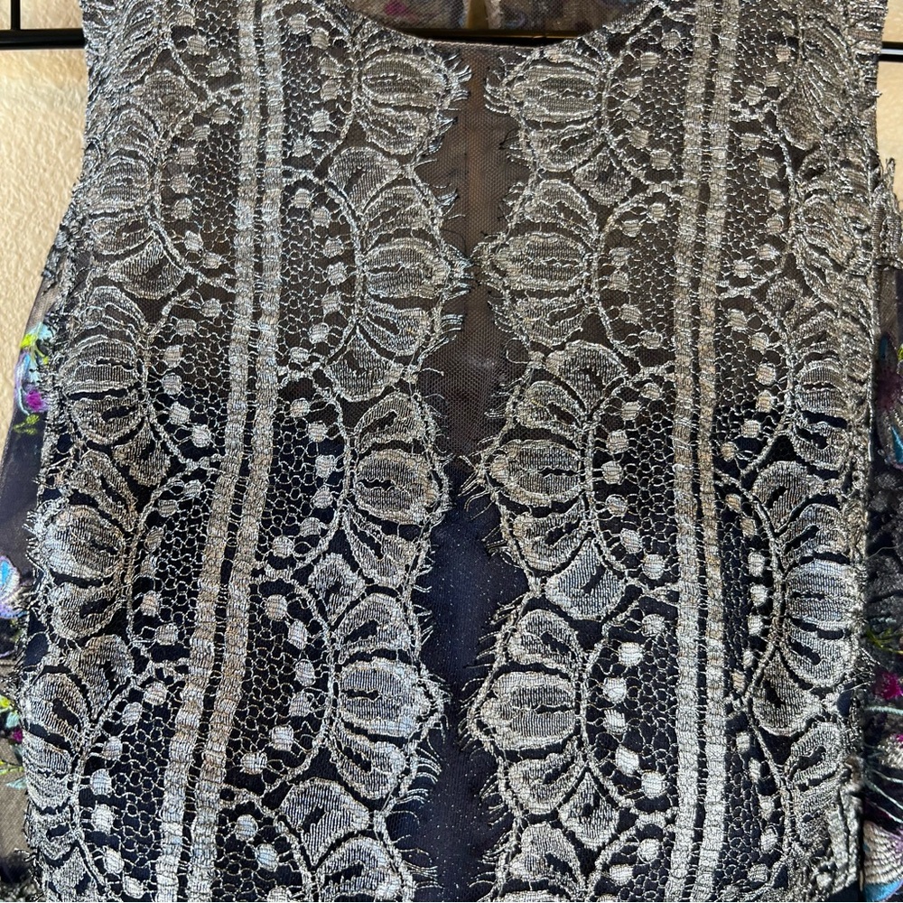 Marchesa Notte Floral Lace Peplum Top - Picture 9 of 16